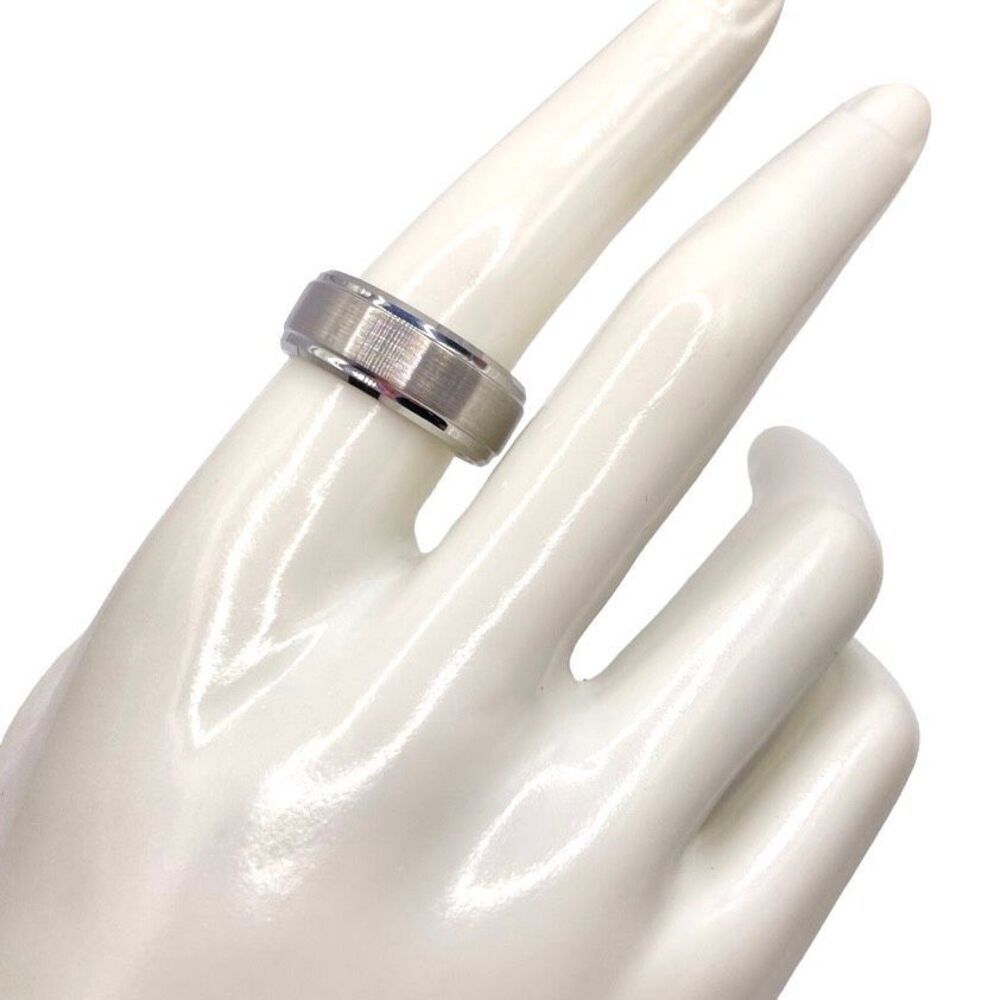 Brushed Nickel Tungsten Carbide Steel Ring Size 7.5